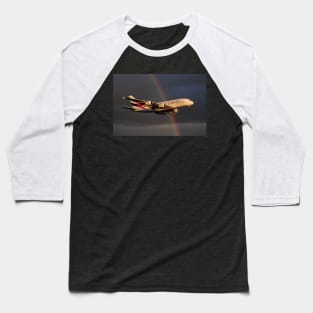 Rainbow Sky: Airbus A380 Baseball T-Shirt